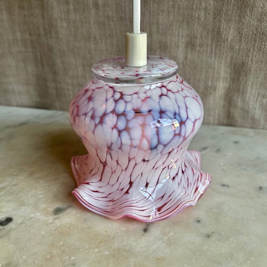 Fönsterlampa Mönstrat Swirl Glas Rosa Vit Swirl Konstglas Lampa Retro