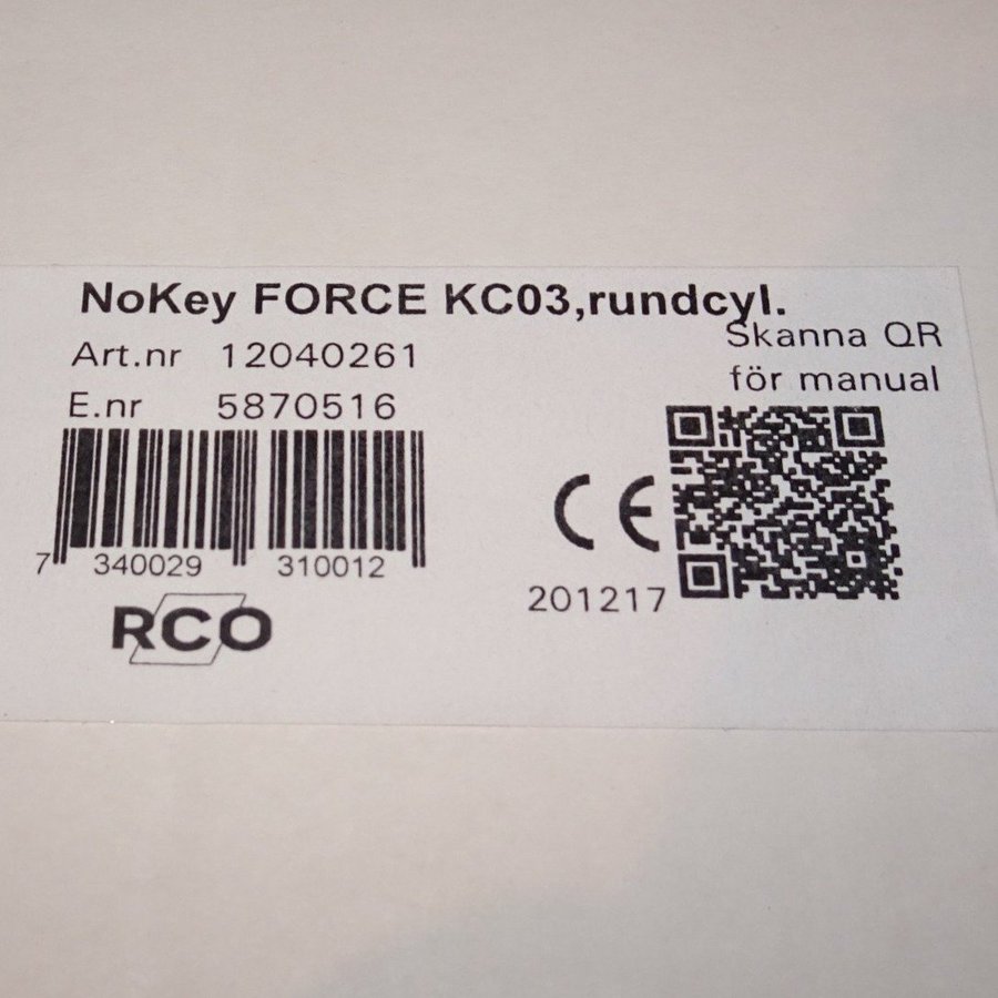 RCO NoKey FORCE KC03, rundcylinder, elektroniskt dörrlås, demo.