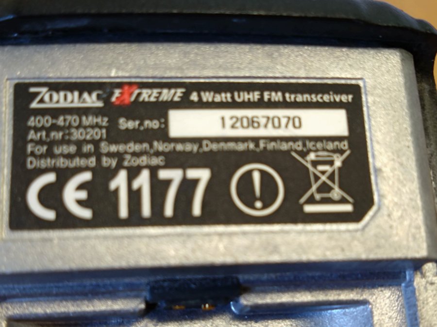 Zodiac Extreme 4 Watt UHF Jaktradio/Komradio.