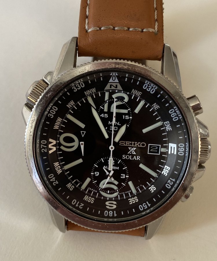 SEIKO SOLAR Chronograf, 42 mm, V172-0AG0, Solar Powered.