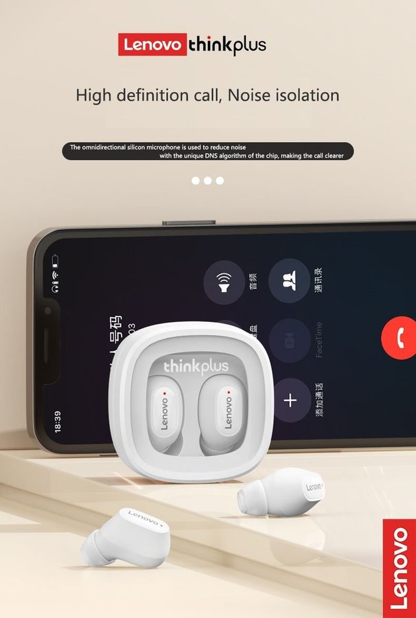 (Oöppnad) LENOVO Thinkplus XT62 TWS inear Bluetooth hörlurar - Vit