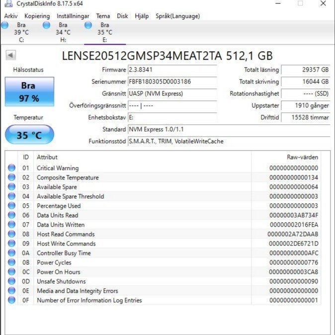 SSD m2 , 512GB , NVMe , märke: LENOVO , formfaktor 2280