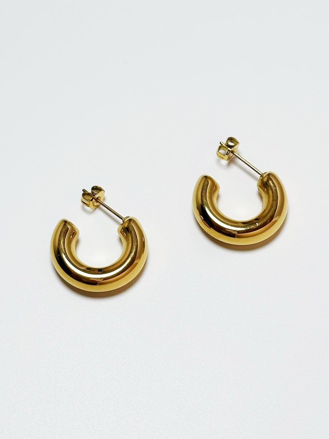 Chunky hoops i stål med 18k guld