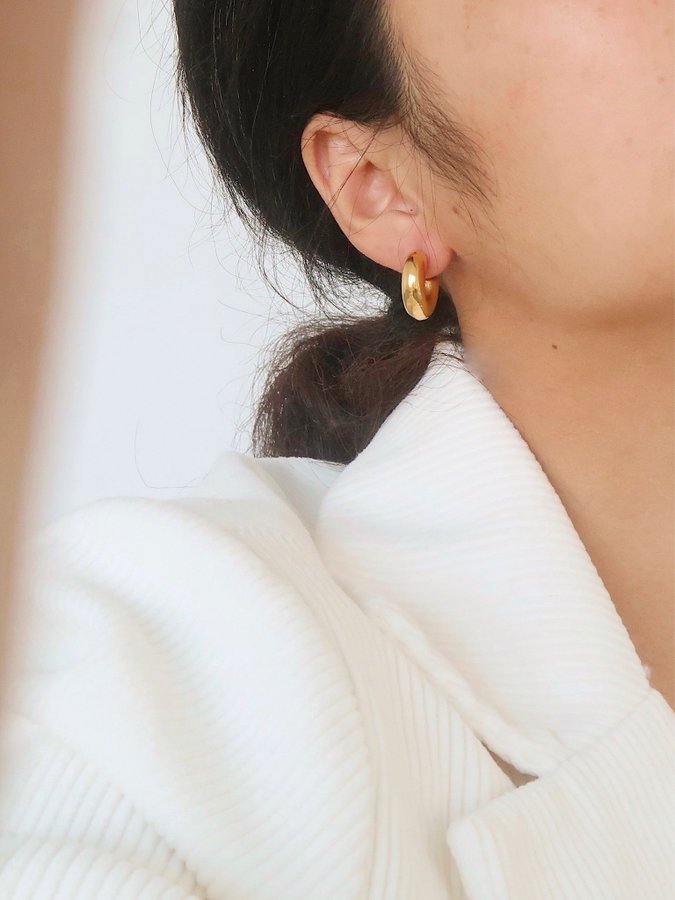 Chunky hoops i stål med 18k guld