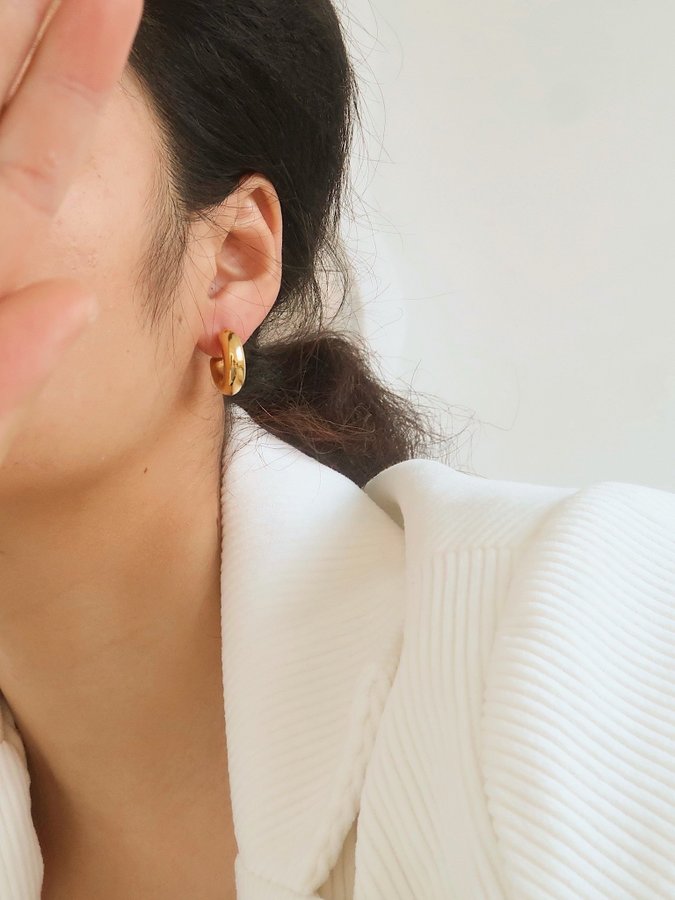 Chunky hoops i stål med 18k guld