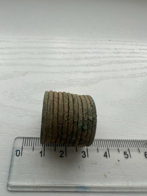 Ancient viking bronze spiral ring, 100% original