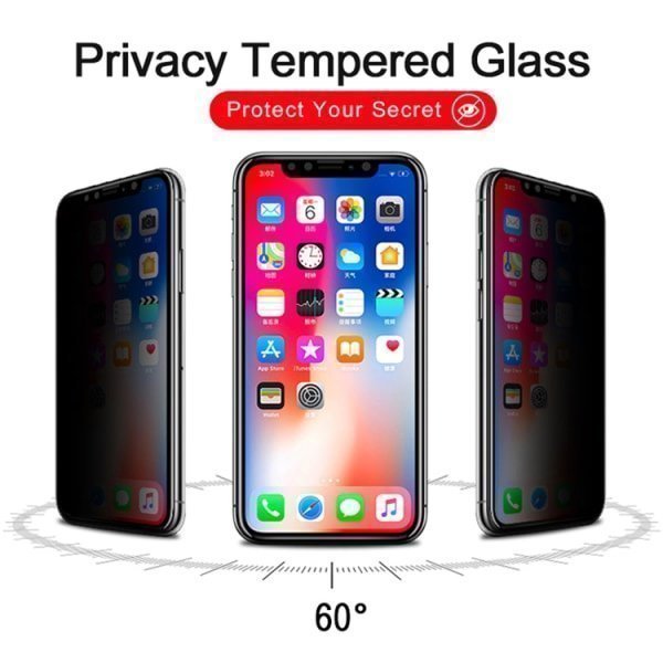 Apple iPhone X / XS Privacy Skärmskydd heltäckande 5D Härdat 9H glas Svart