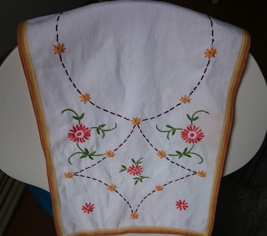 Duk broderi i varma färger, reva som kan lagas, 30x75 cm