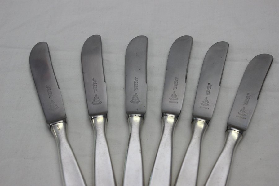 6 Matkniv Matknivar Kniv Knivar 21 cm i Rostfritt Nysilver Skaft Meise Solingen