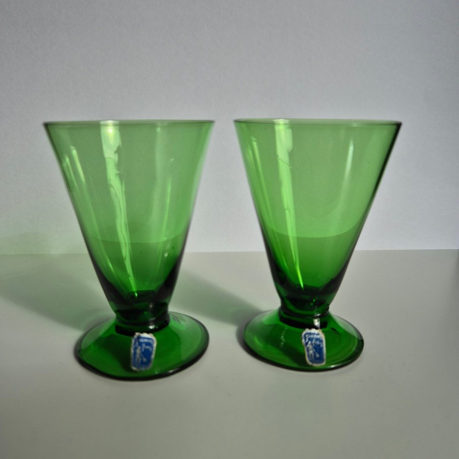 Gröna retro glas från Johansfors glasbruk