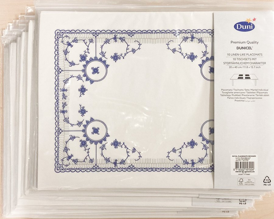 100 sheets Royal Copenhagen BLUE FLUTED Placemats 30*40cm (10 packs*10 sheets)