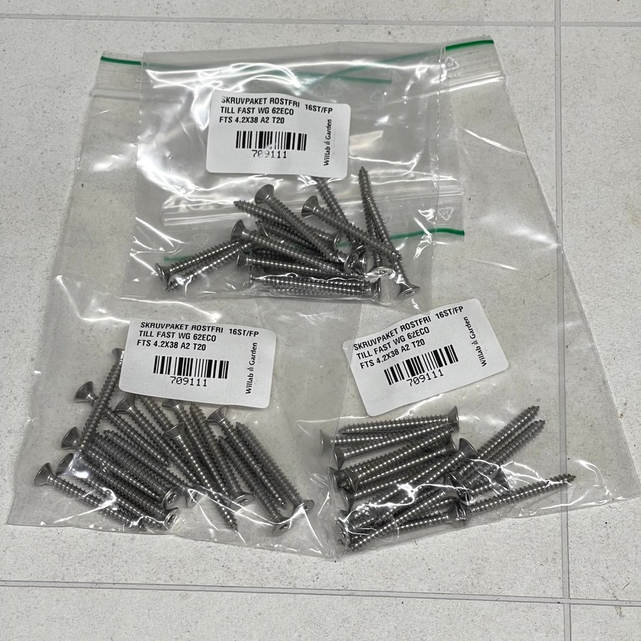 Skruv Torx 4.2x38 Rostfri / A2, 38st, T20, Ny i förpackning