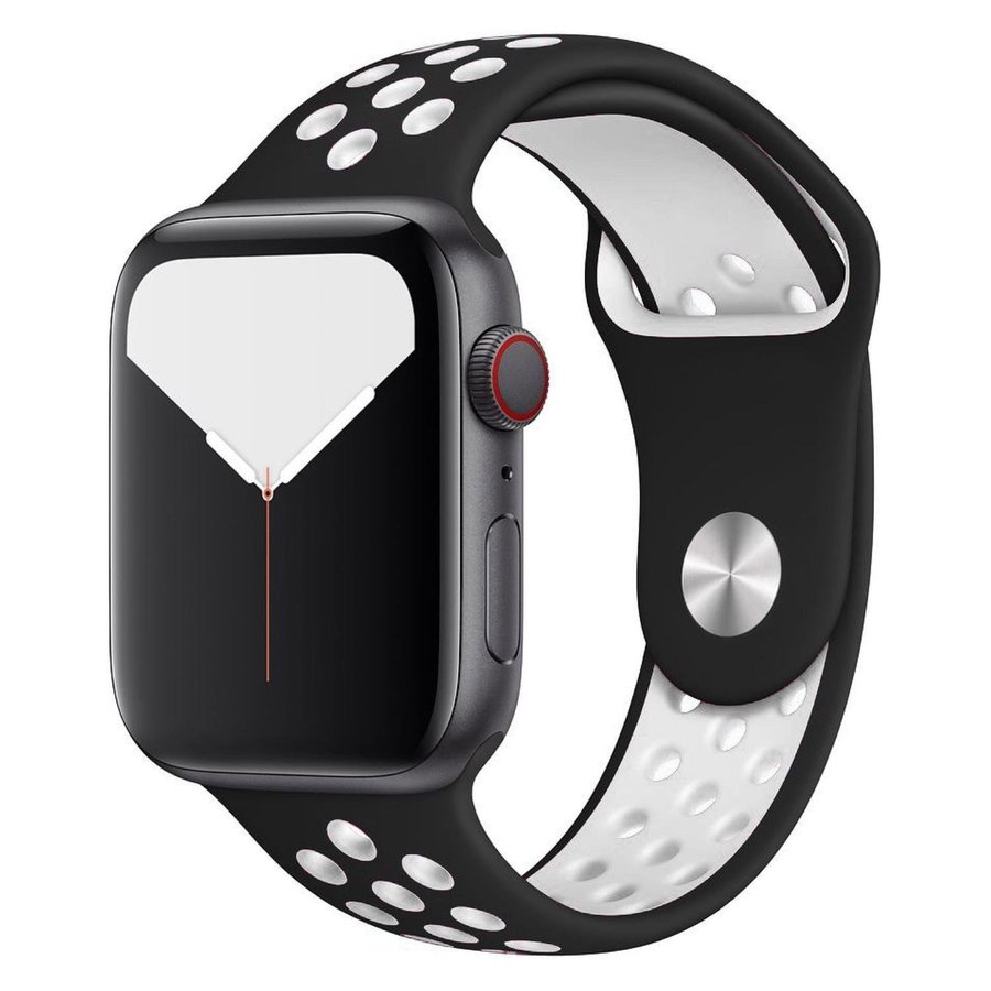 Sportband 44/45/46/49mm (M/L) Apple Watch Armband - SVART / VIT