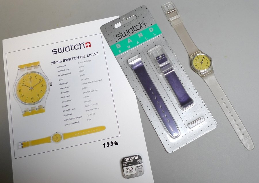 25mm SWATCH ref. LK157 med extra armband samt batteri