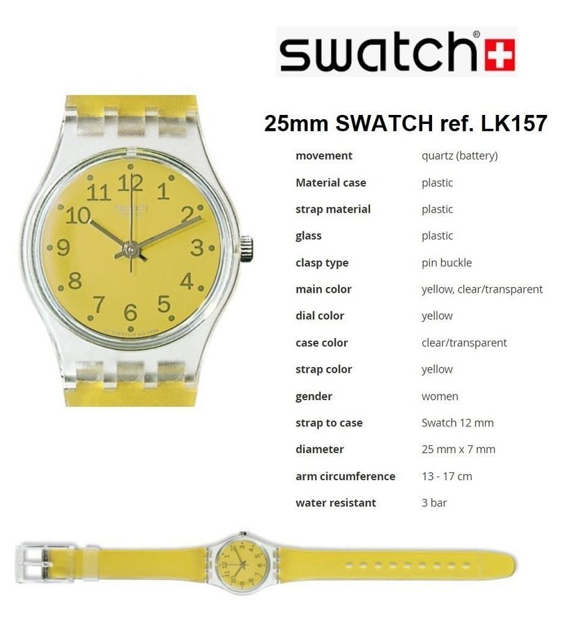 25mm SWATCH ref. LK157 med extra armband samt batteri