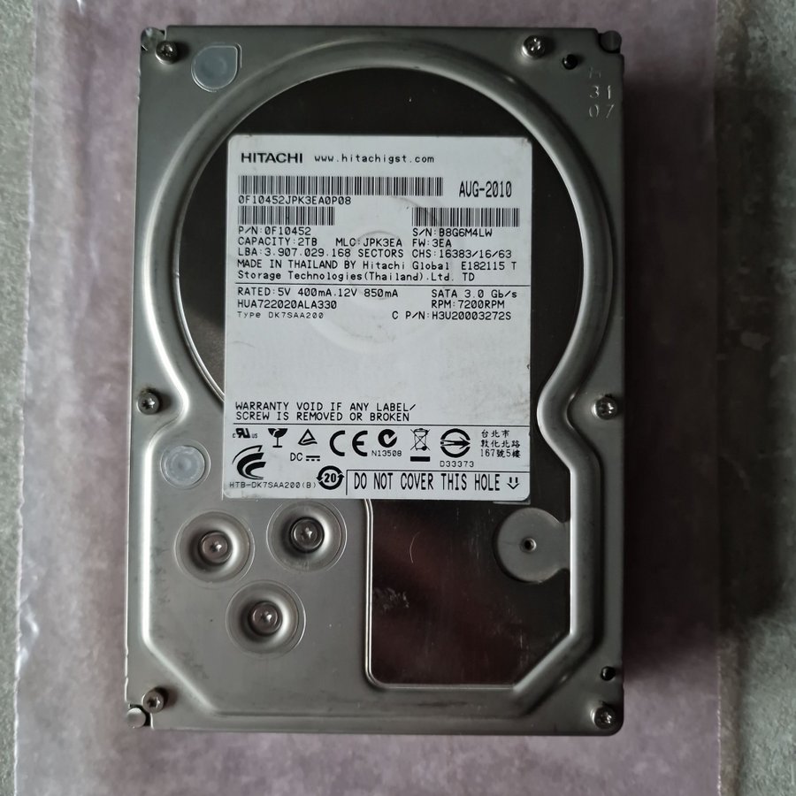 Hitachi Ultrastar 2TB 3,5" Intern Hårddisk, SATA