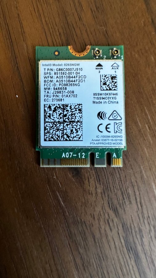 3st nätverkskort Intel AX210NGW, AX200NGW, 8265NGW WiFi-kort