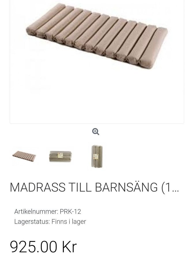 Bovetemadrass, kapokmadrass passande spjälsäng