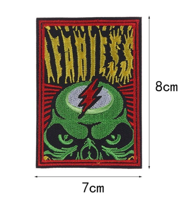 Fearless Green Skull Embroidered Patch 7*8cm