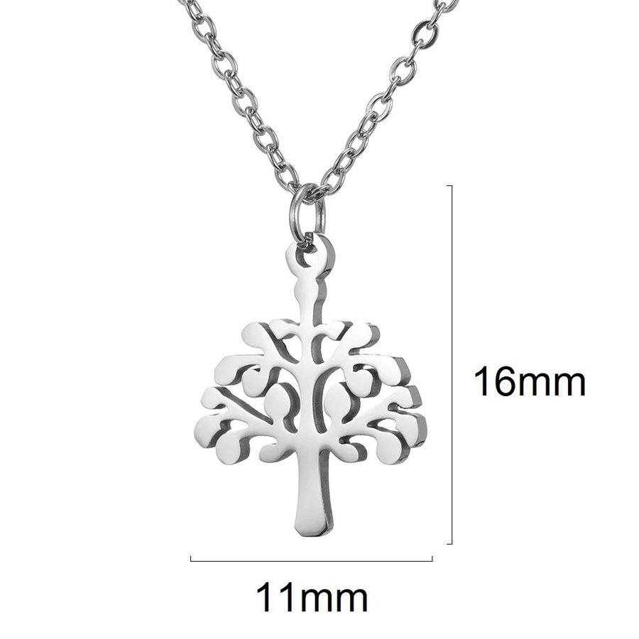 Diskret Livet träd halsband silverpläterad Nickelfri stål tree love små blomma