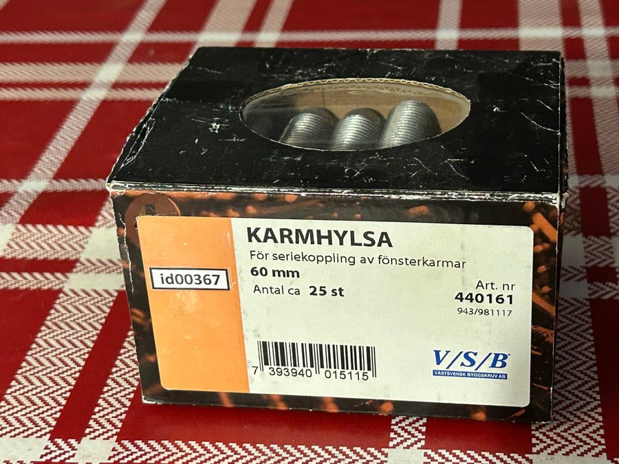 Karmhylsa (id00367) VSB 60 mm för seriekoppling av fönsterkarmar 25 stycken