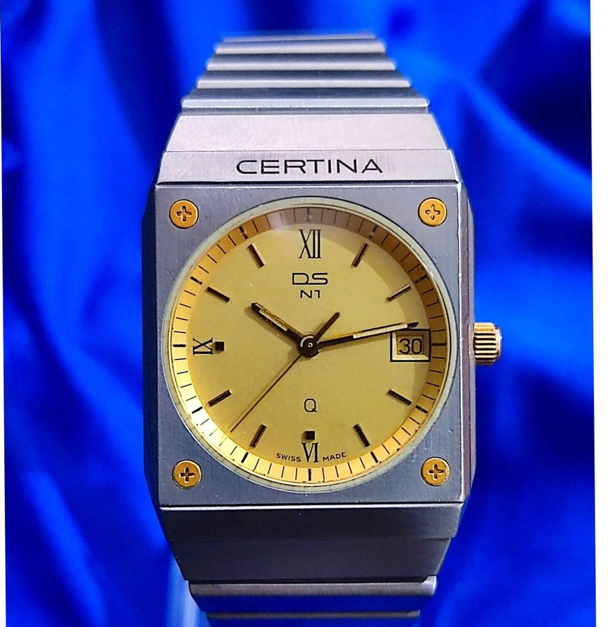 Certina DS N1 vintage sapphire crystal gold tone released 1980