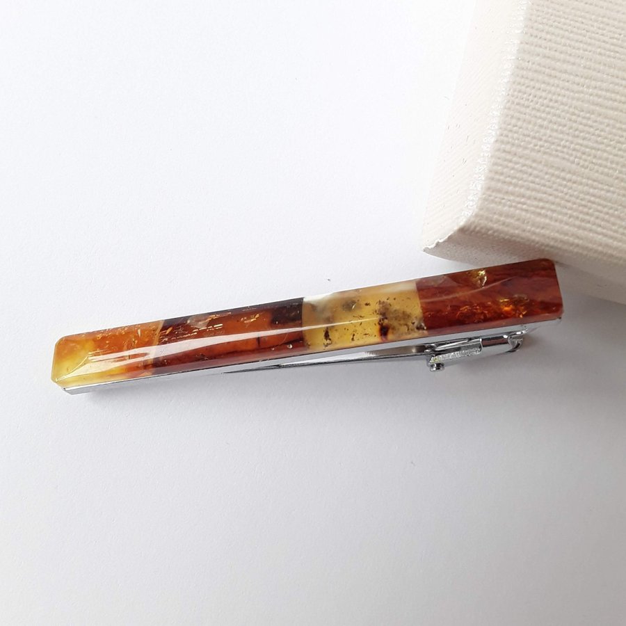 Tie bar clip Men’s Baltic amber jewelry Gemstone amber tie pin tie bar clasp