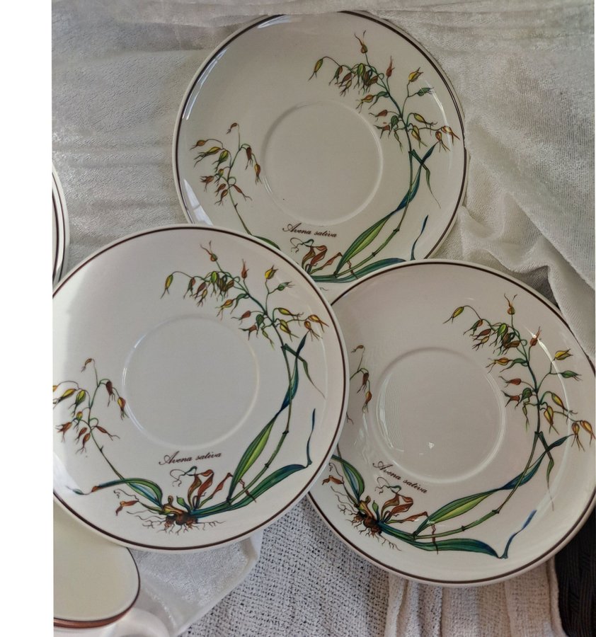 Tre stycken Villeroy  Boch "Botanica" koppar med 3 fat samt 2 assietter