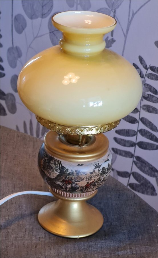 Italiensk bords lampa / Handmade / Florentine / Dekor Giotto / Vintage / Retro