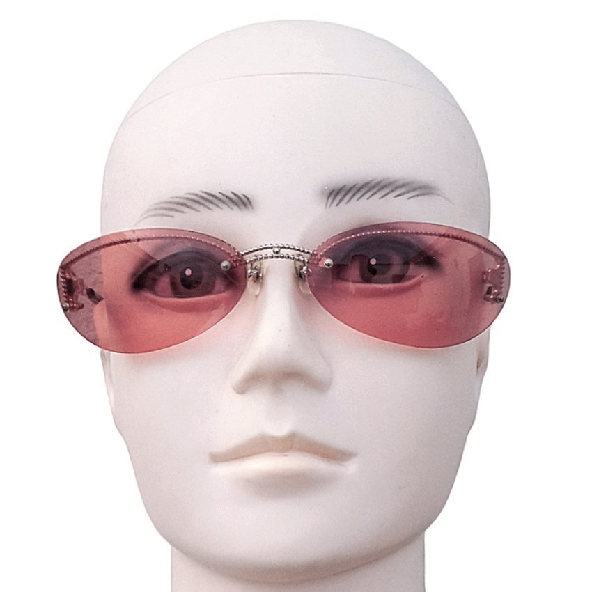 Jean Paul Gaultier Women Sunglasses 90s Vintage Gold Frame/Pink Lenses,