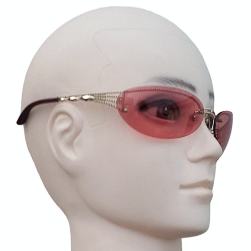 Jean Paul Gaultier Women Sunglasses 90s Vintage Gold Frame/Pink Lenses,