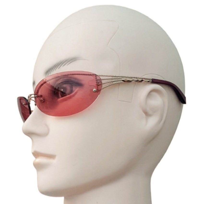 Jean Paul Gaultier Women Sunglasses 90s Vintage Gold Frame/Pink Lenses,