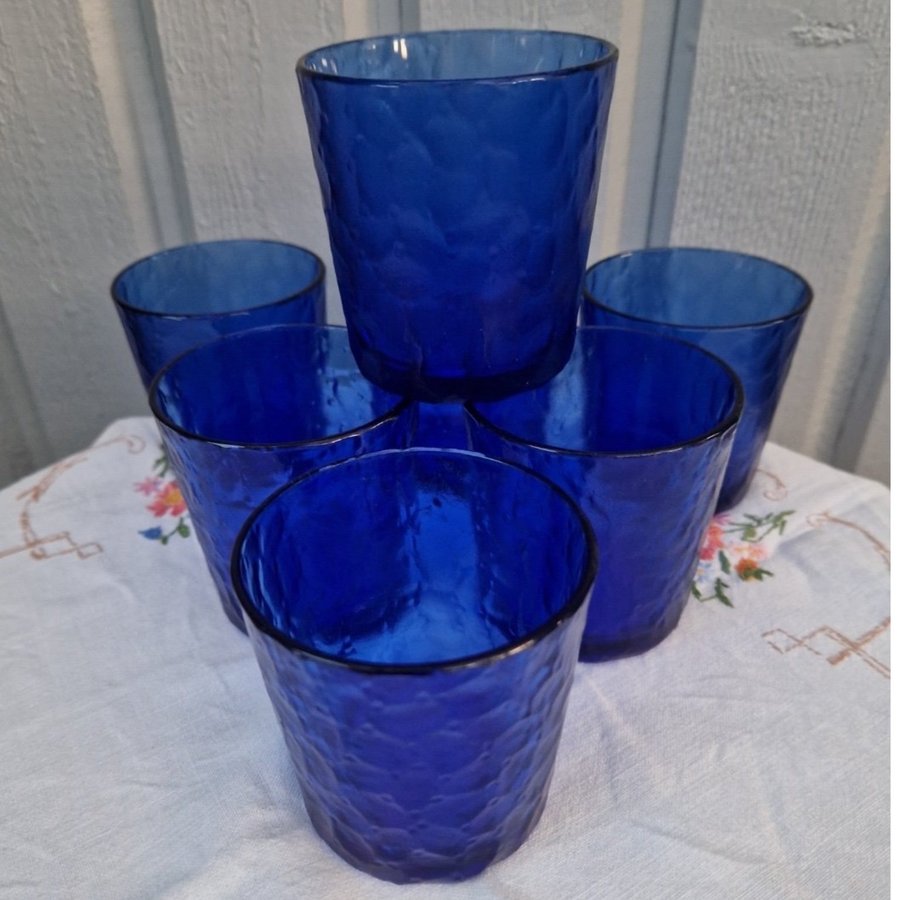 ARCOROC GLAS 7st FRANCE COBALT BLÅ RETRO VINTAGE