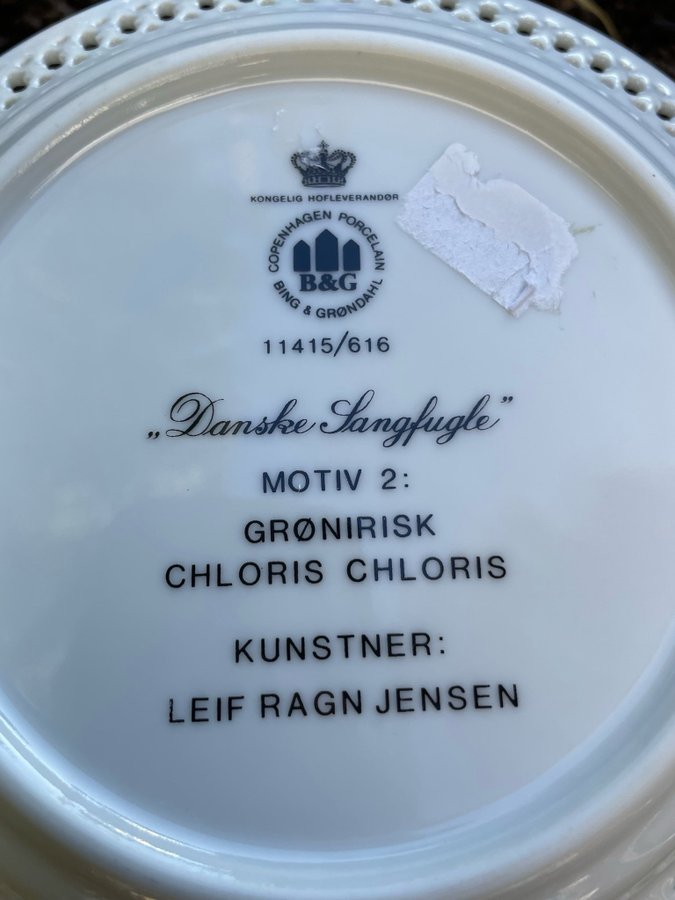 Danske Sangfugle - Bing Gröndahl grönfink tallrik