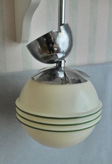 Taklampa Art Deco-stil i glas vitmetall gulmetall