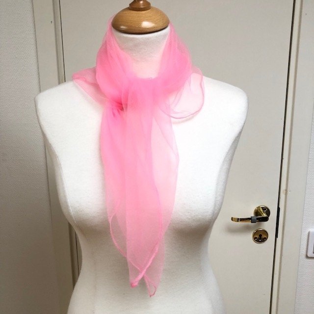 1970's vintage pink square sheer neck scarf