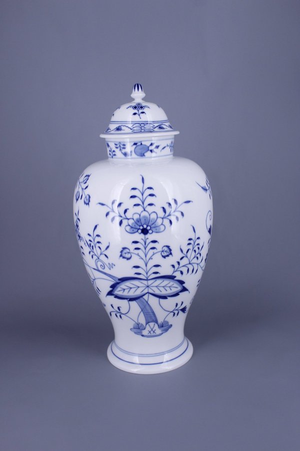 Meissen Blue Onion Unique Large Palace Amphora Lidded Vase  1950s 40 CM