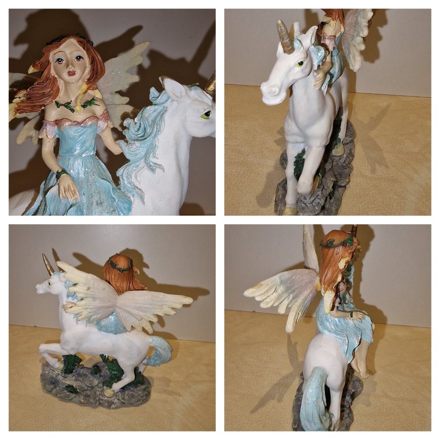 Blue Fairy och enhörningsfigurer~ Höjden 14 cm ~ bredd 9 cm 