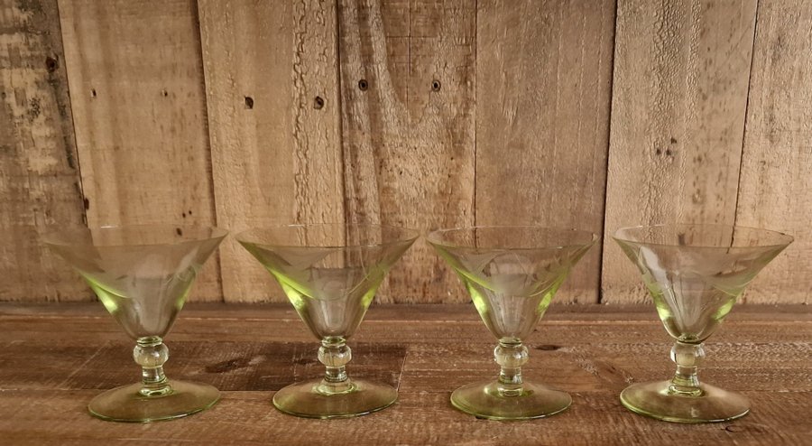 4 st äldre vintage champagne glas cherry martini glas vinglas art deco