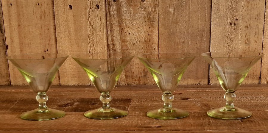 4 st äldre vintage champagne glas cherry martini glas vinglas art deco