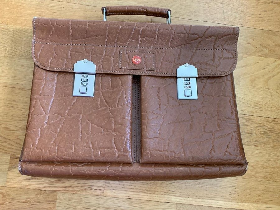 Vintage Livs Portfölj Skinnväska Leather Portfolio Bag Case