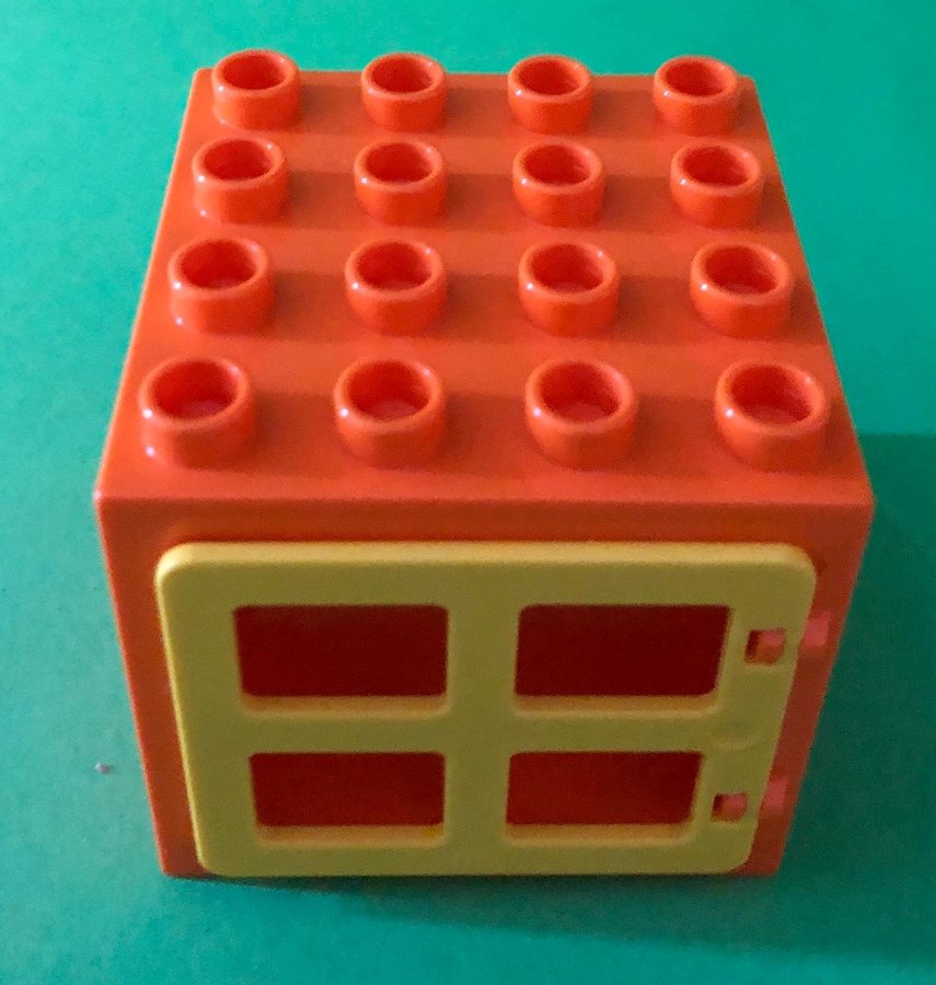 Lego DUPLO Orange litet Hus eller djupt Fönster med Gul Dörr Box Container