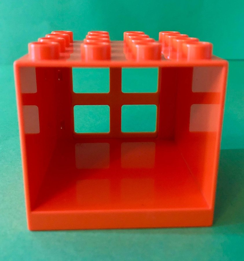 Lego DUPLO Orange litet Hus eller djupt Fönster med Gul Dörr Box Container