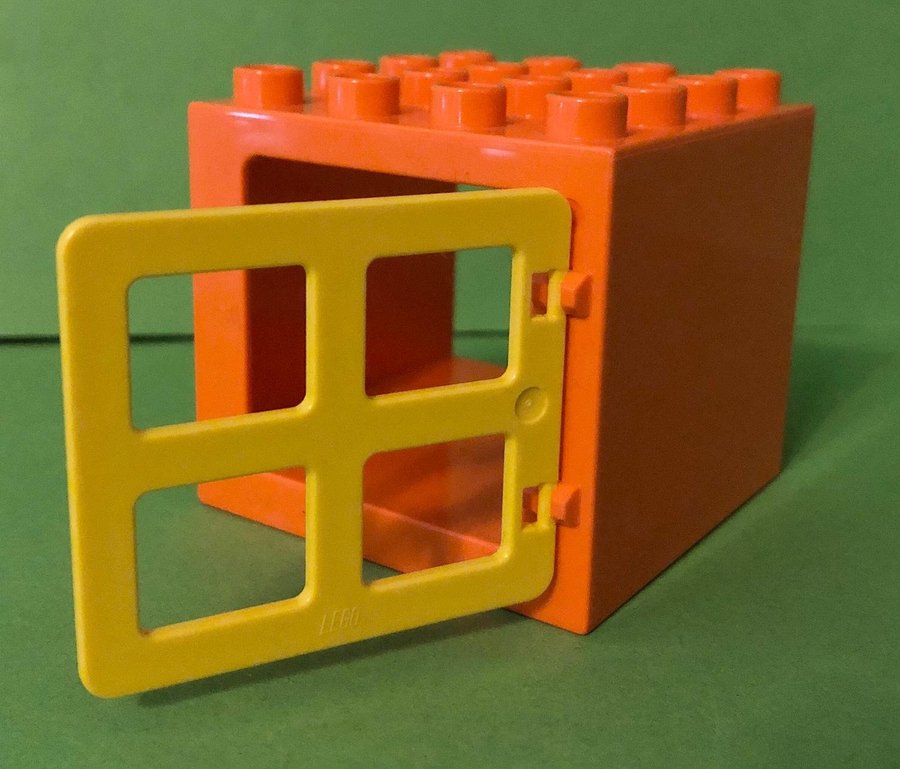 Lego DUPLO Orange litet Hus eller djupt Fönster med Gul Dörr Box Container