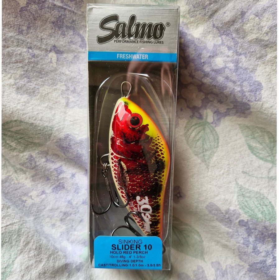 Salmo slider 30 Års Jubileum Slider Holo Red Perch Sinking 10 cm Ny O Oanvänd