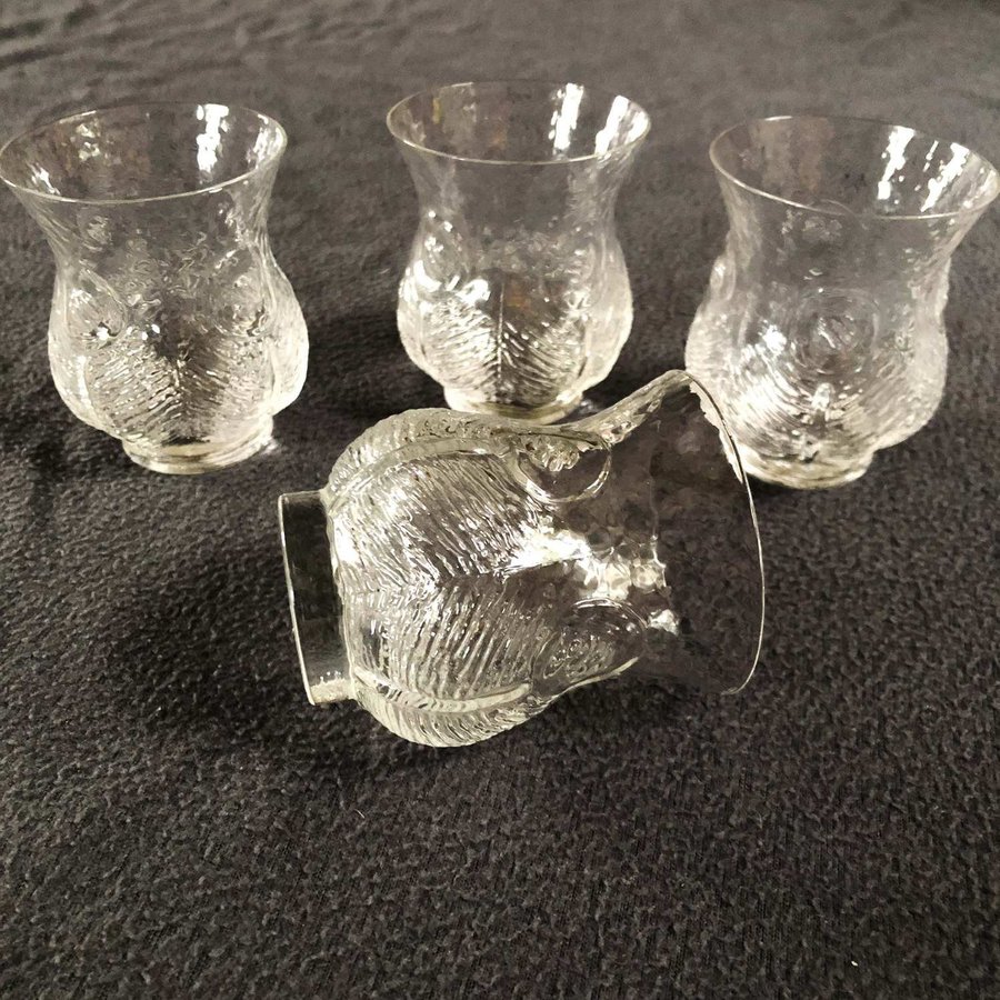 4 x glas - ORREFORS - Vin - Sprit Cognac Glasbruk Retro Vintage