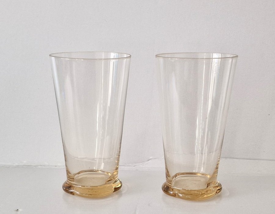 2 st grogglas ölglas Gulli Skruf h 15 cm diam8,5 cm