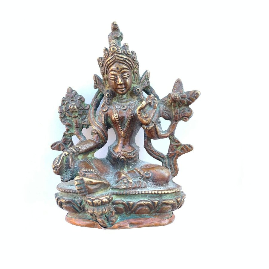 Tara Murti Gudinna Koppar Patina Buddhistisk Figurin Antik? Vintage Retro