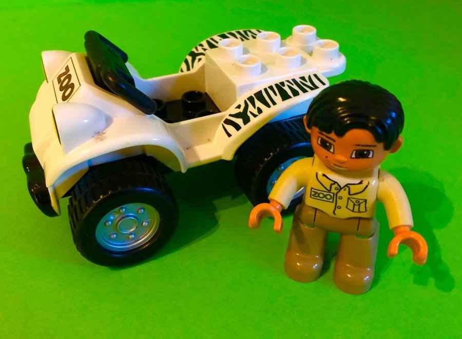 Lego DUPLO Zoo Skötare i Jeep Bil Zooskötare Figur Gubbe Wild Life
