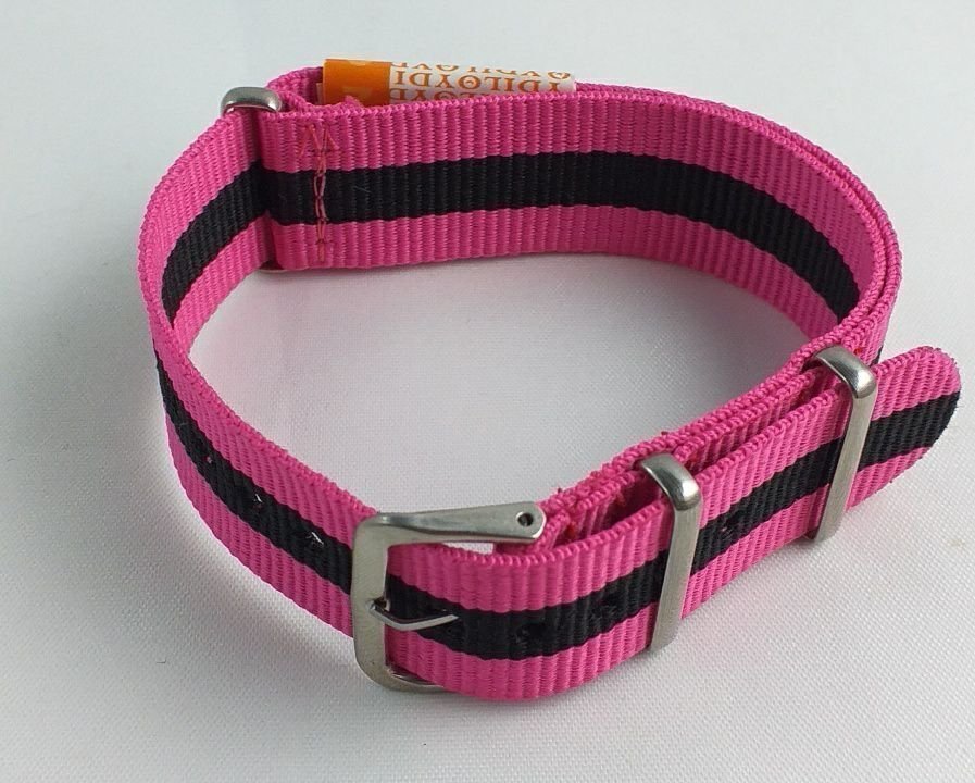 Nytt - NATO - klockarmband - Nylonband - Rosa  Svart Bredd - 20 mm